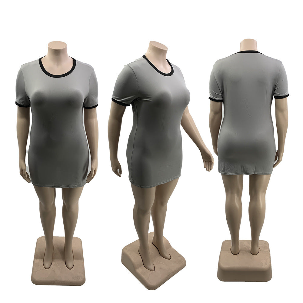 Sexy Plus Size Casual Short Sleeve O Neck Mini Dress