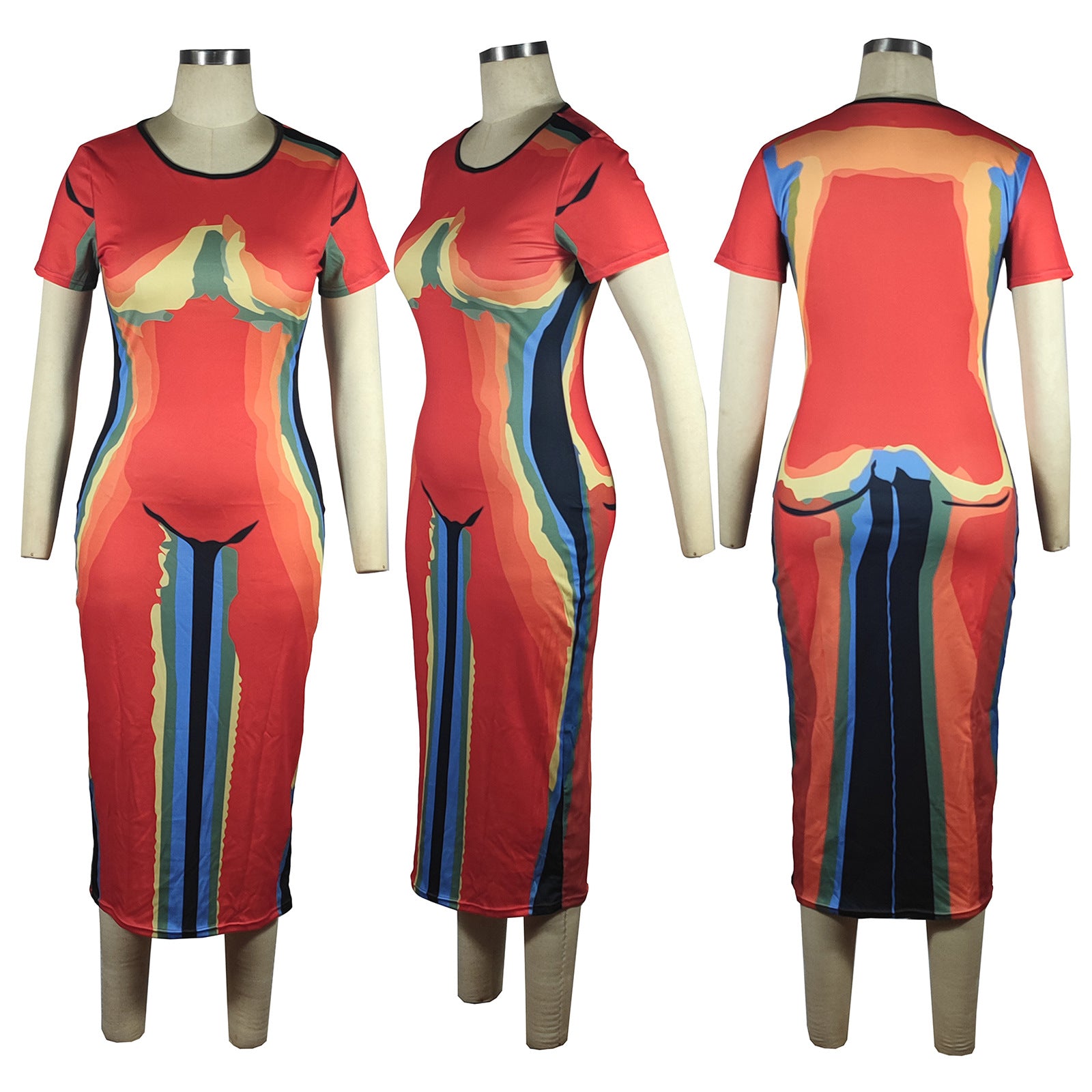 Sexy Casual Printed Short Sleeve Maxi Dress
