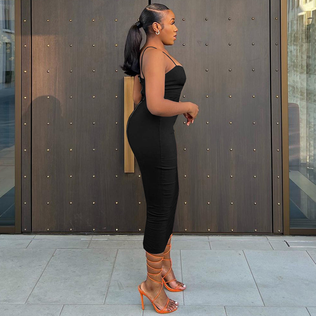Sexy Fashion Solid Color Sexy Sling Dress
