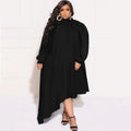 Sexy Plus Size Solid Long Sleeve Irregular Maxi Dress