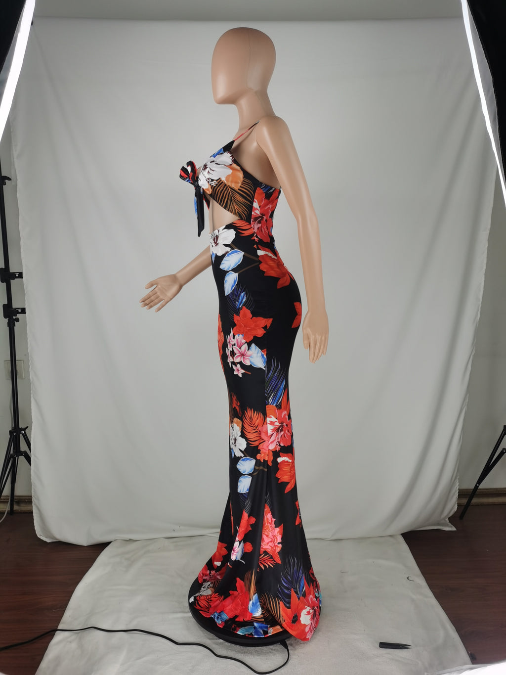 Sexy Plus Size Floral Print Sling Maxi Dress