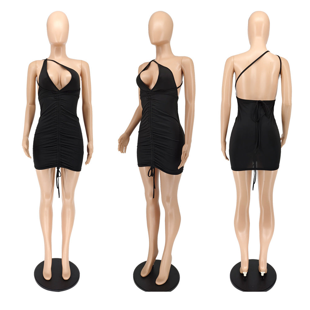 Sexy Sexy Deep V Neck Ruched Bandage Mini Dress
