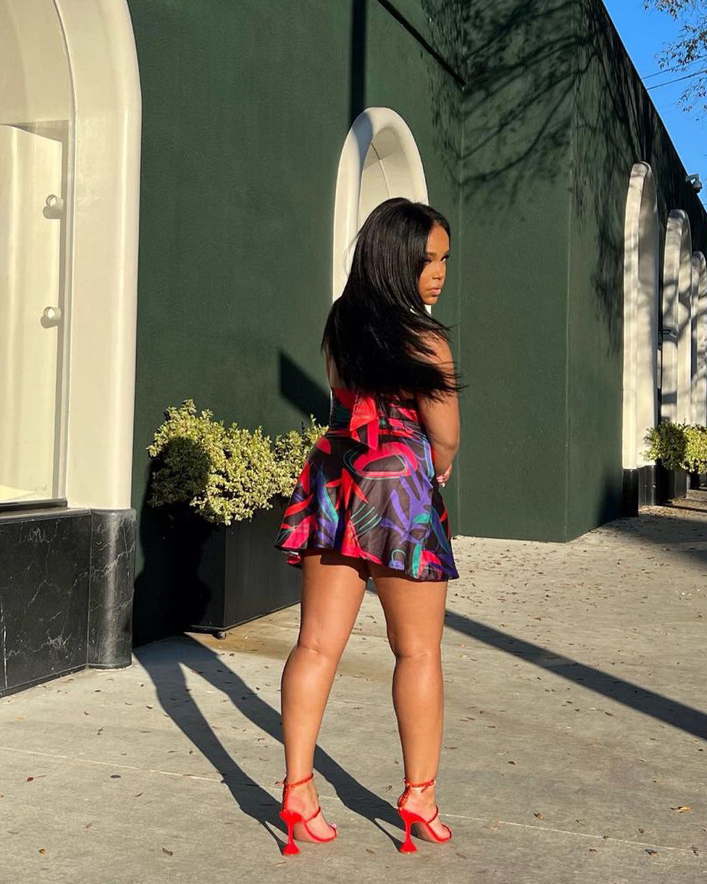 Sexy Sexy Printed Satin Halter Mini Dress