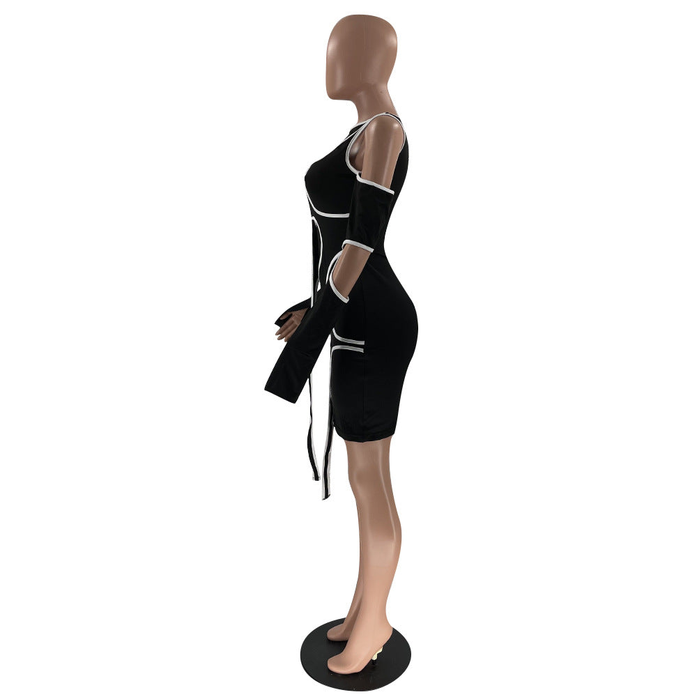 Sexy Sexy Long Sleeve Hollow Out Irregular Club Dress