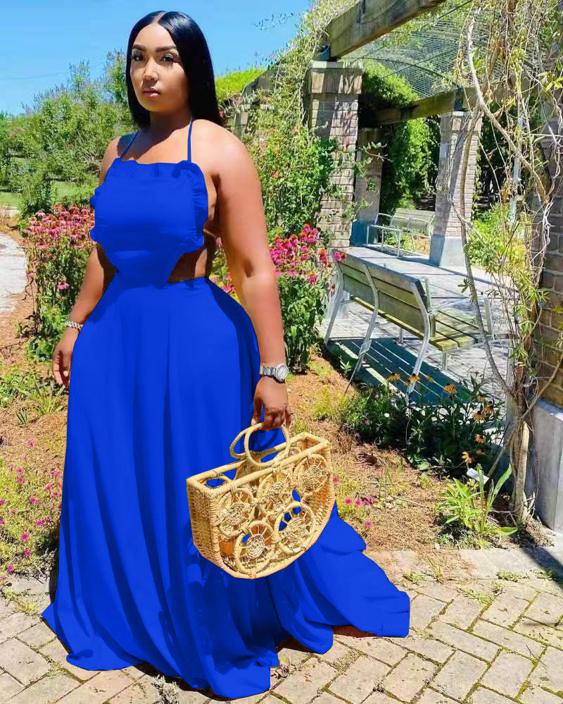 Sexy Solid Sexy High Waist Big Swing Maxi Dress