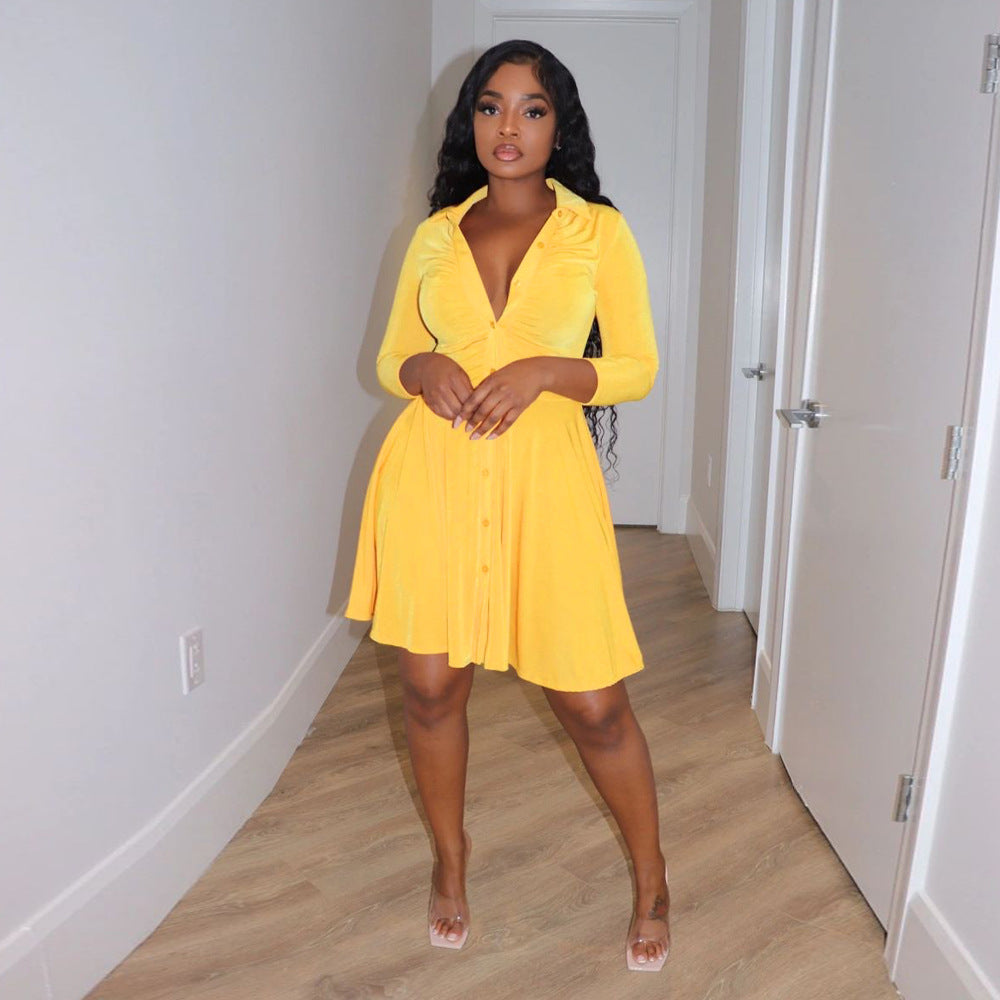 Sexy Solid Velvet Long Sleeve Mini Dress