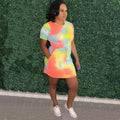 Sexy Tie Dye Print Short Sleeve Mini Dress