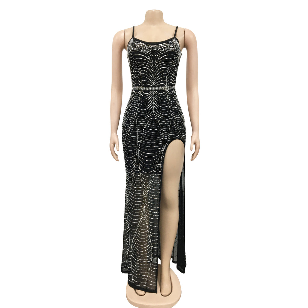 Sexy Hot Drilling High Split Long Evening Dress
