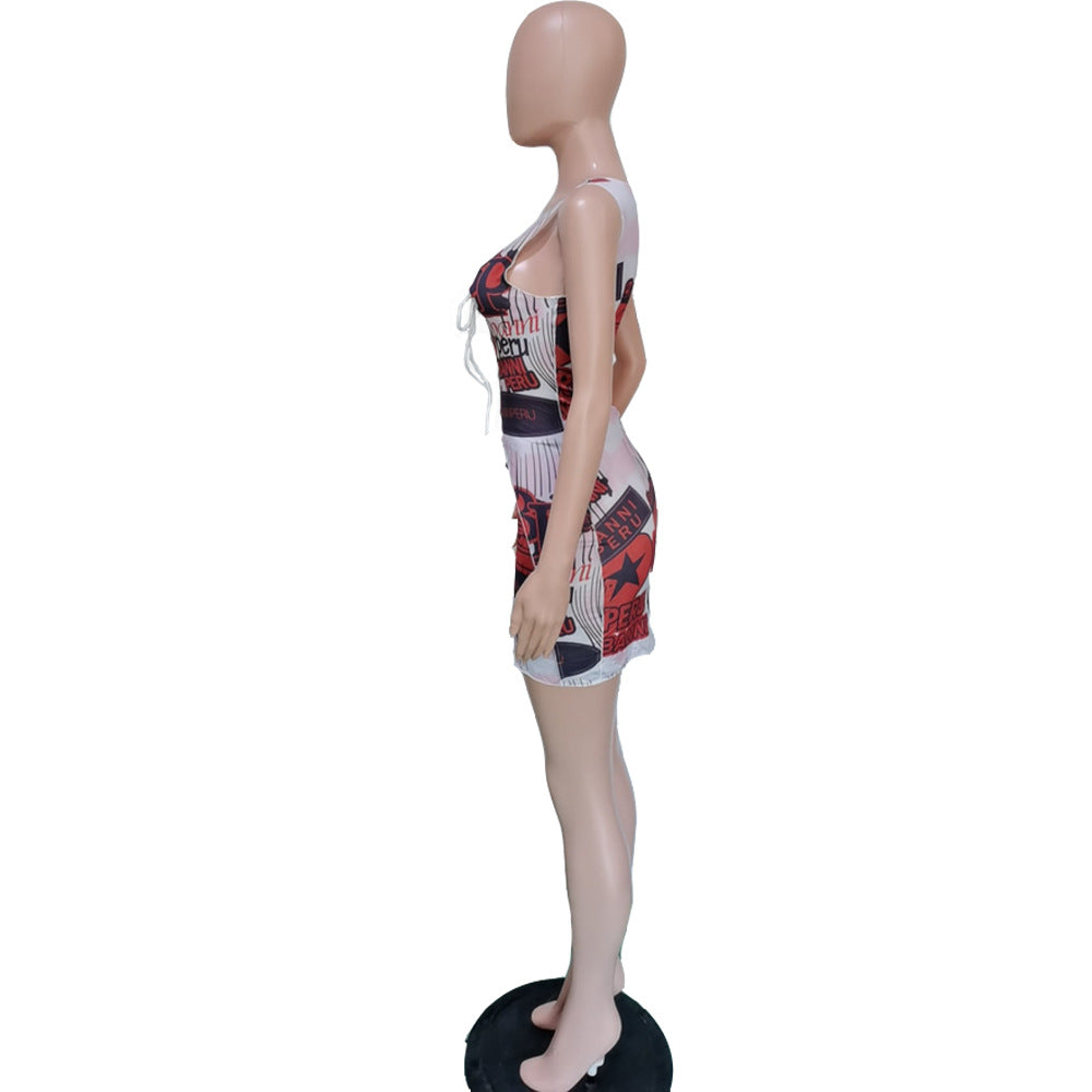 Sexy Sexy Printed Sleeveless Bandage Dress