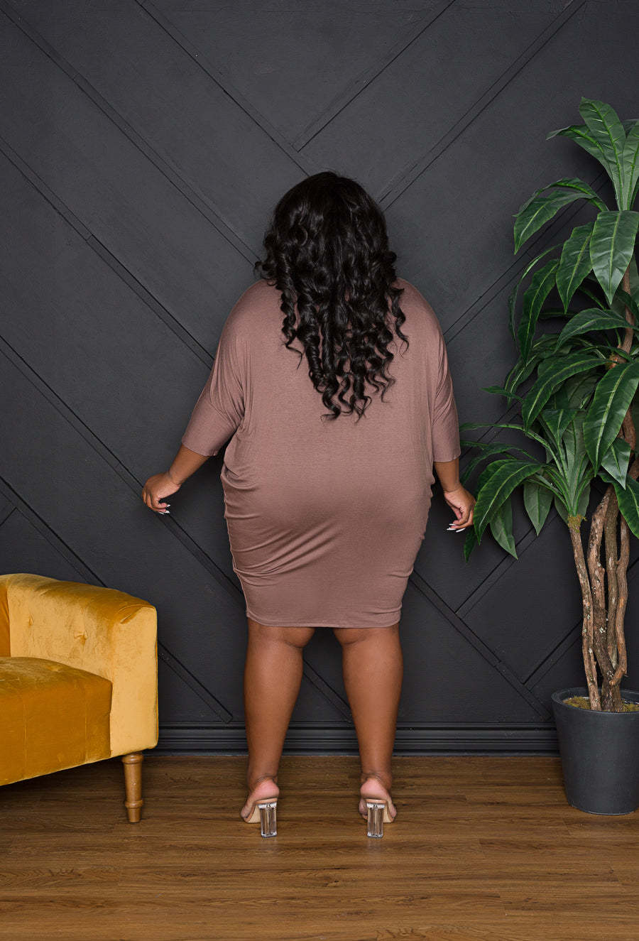 Sexy Plus Size Solid Batwsing Sleeve Dresses
