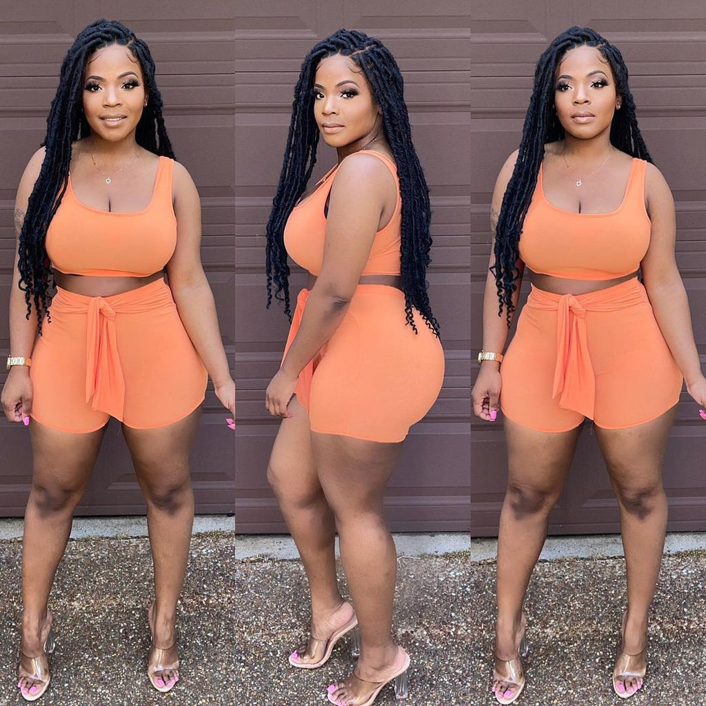 Sexy Casual Solid Sleeveless Two Piece Shorts Set