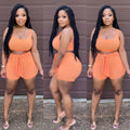 Sexy Casual Solid Sleeveless Two Piece Shorts Set