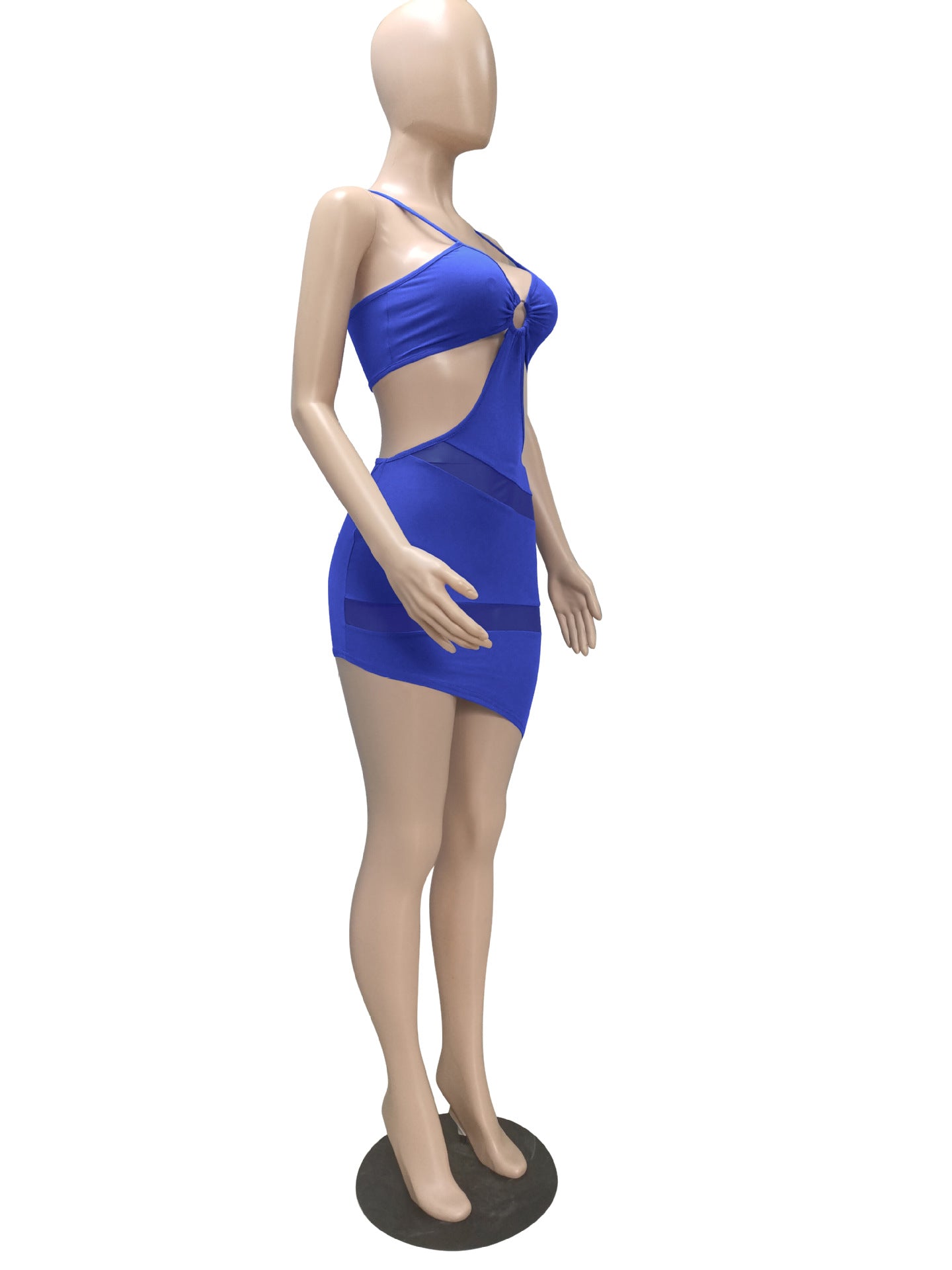 Sexy Sexy Mesh Patchwork Hollow Mini Dress