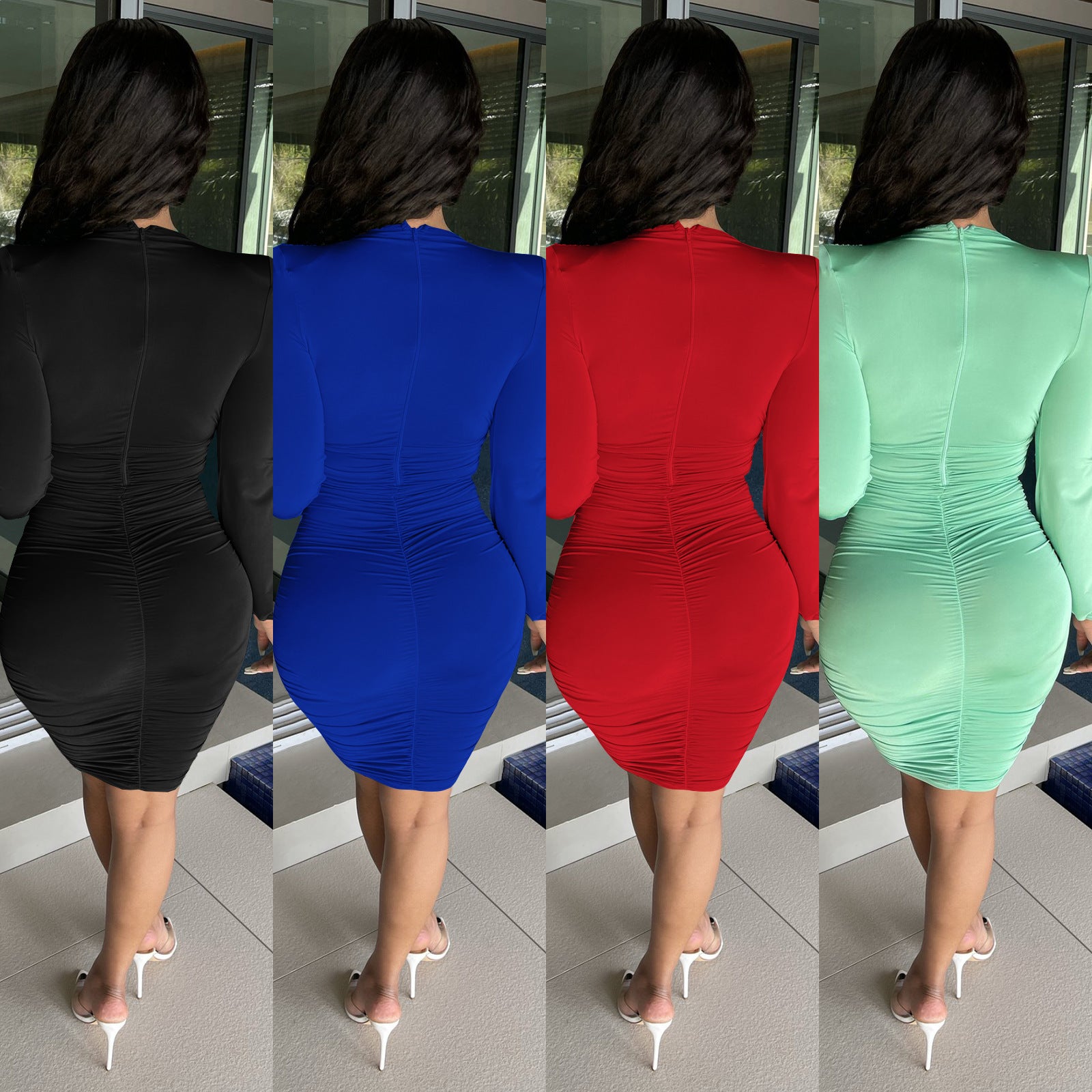 Sexy Sexy Solid Long Sleeve Bodycon Dress