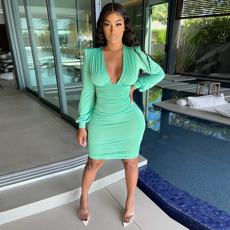 Sexy Sexy Solid Long Sleeve Bodycon Dress
