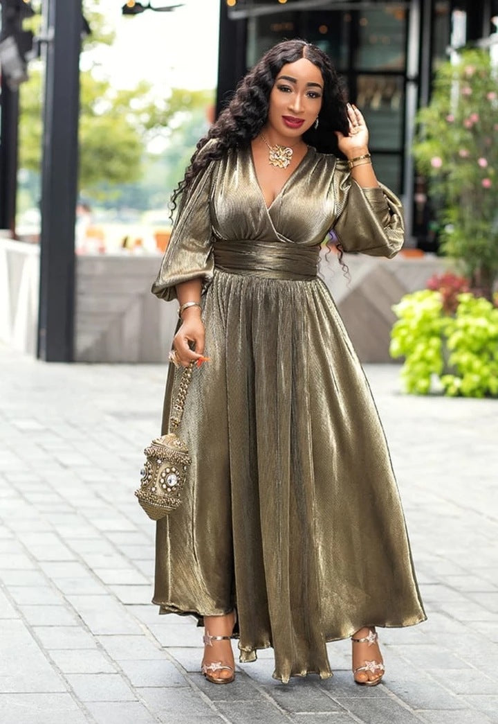 Sexy Sexy V Neck High Waist Split Big Swing Maxi Dress