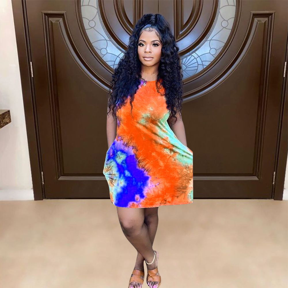 Sexy Tie Dye Print Sleeveless Mini Dress
