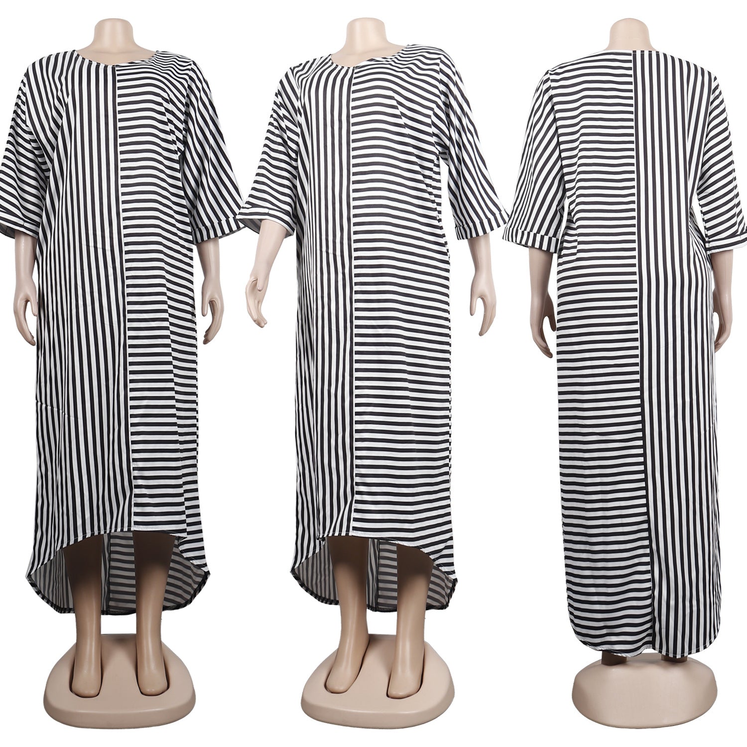 Sexy Casual Striped High Low Irregular Long Dress