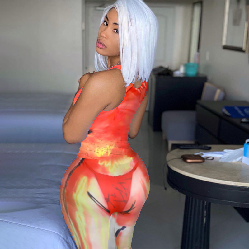 Sexy Sexy Printed Sleeveless Slim Midi Dress