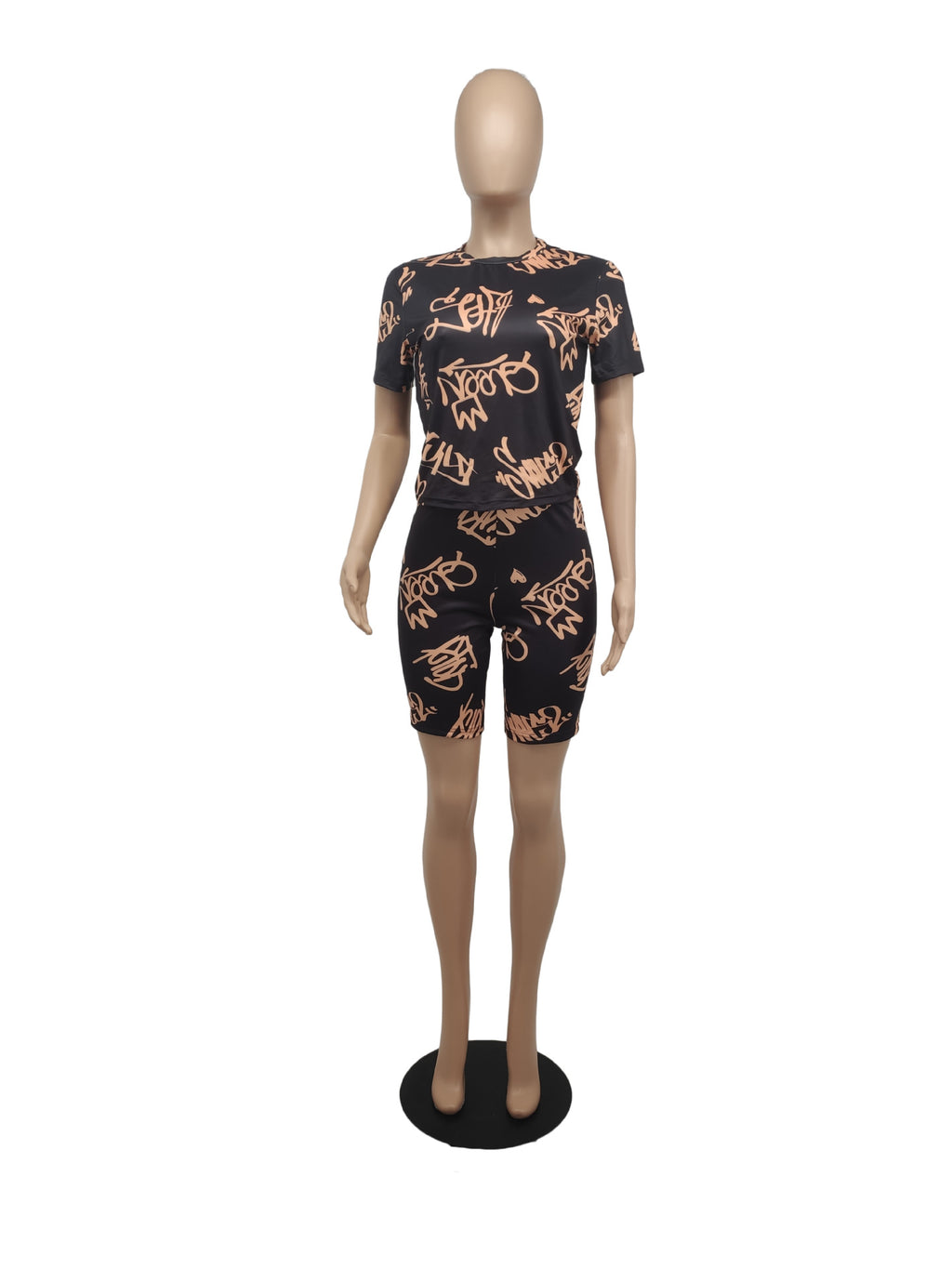 Sexy Casual Printed Short Sleeve Two Piece Sets
