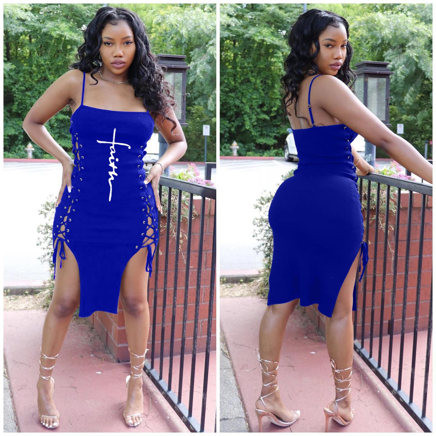 Sexy Letter Print Spaghetti Strap Bandage Dress