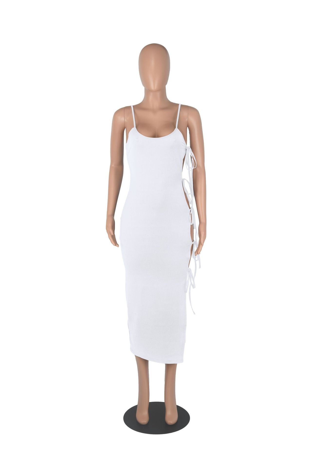 Sexy Sexy Solid Lace-Up Hollow Sling Dress