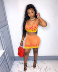 Sexy Flame Print Tank Top And Shorts 2 Piece Suits