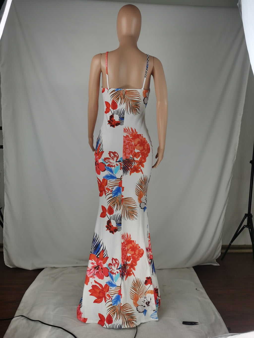 Sexy Plus Size Floral Print Sling Maxi Dress