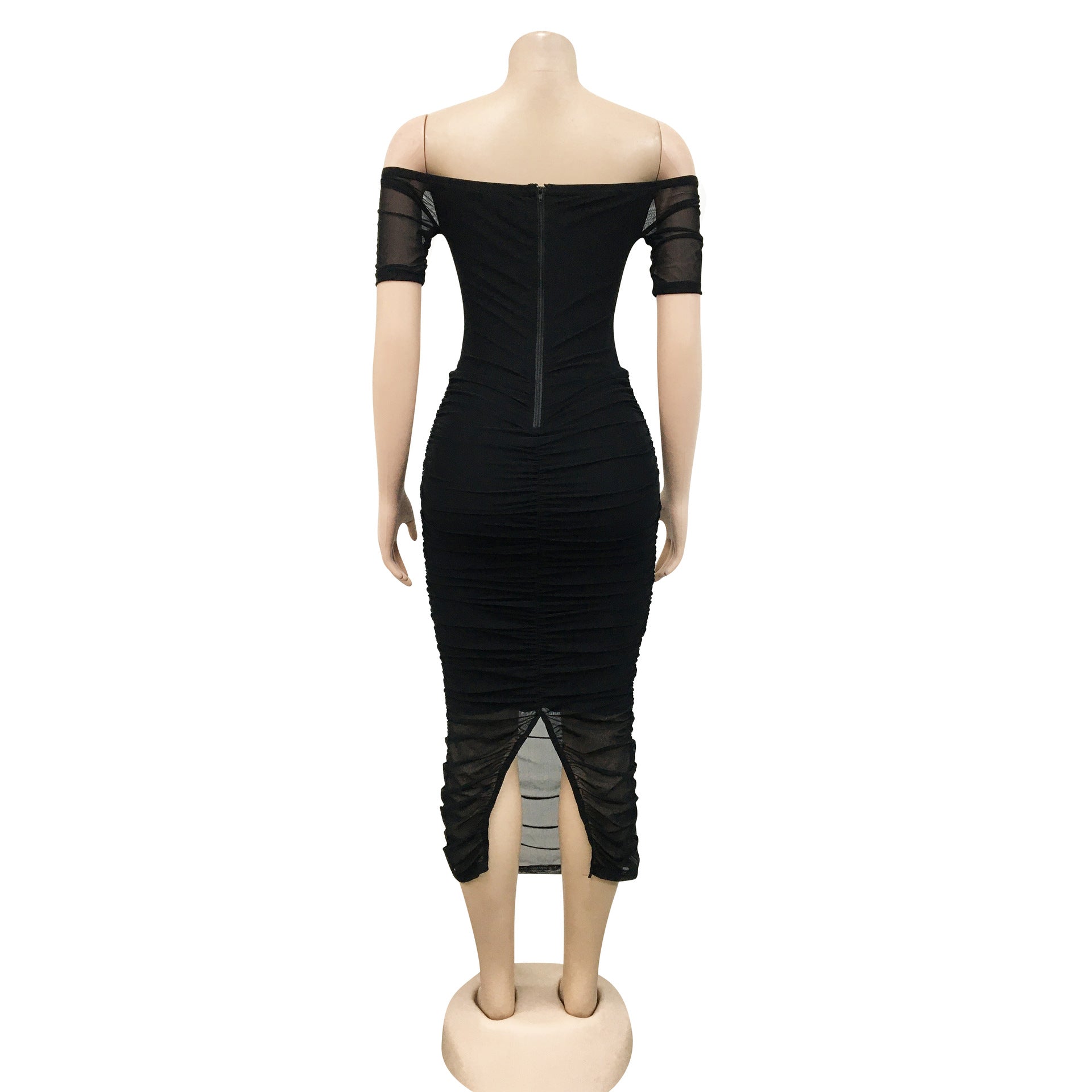 Sexy Sexy Off Shoulder Hollow Out Ruched Midi Dress