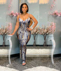 Sexy Sexy Print Sling Slim Fit Maxi Dress