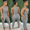 Sexy Casual Solid Sleeveless Two Piece Pants Set