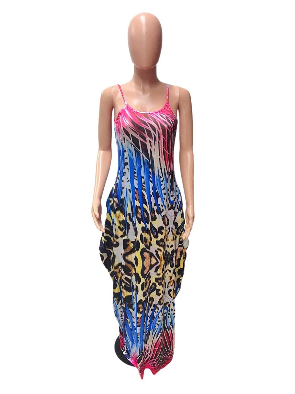 Sexy Sexy Printed Pockets Sling Maxi Dress