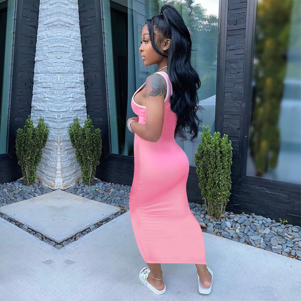 Sexy QUEEN Letter Sleeveless Maxi Dress