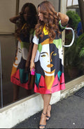 Sexy Casual Printed Short Sleeve Loose Midi Dress