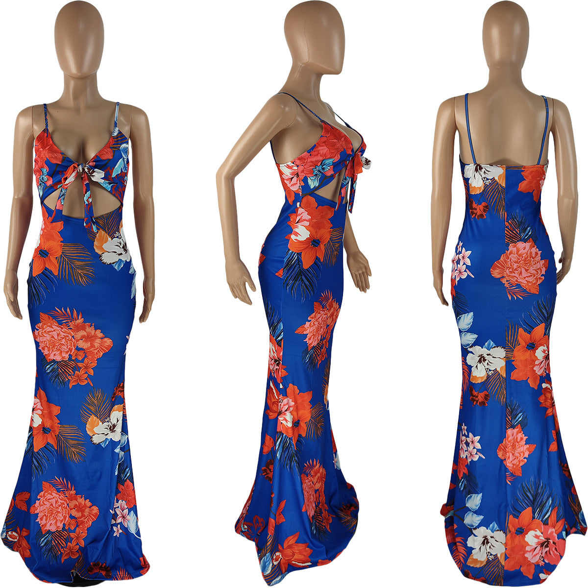 Sexy Plus Size Floral Print Sling Maxi Dress