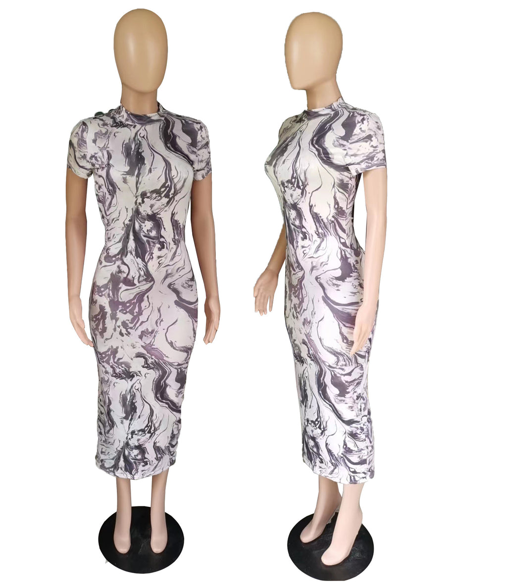 Sexy Casual Printed Short Sleeve Maxi Dress