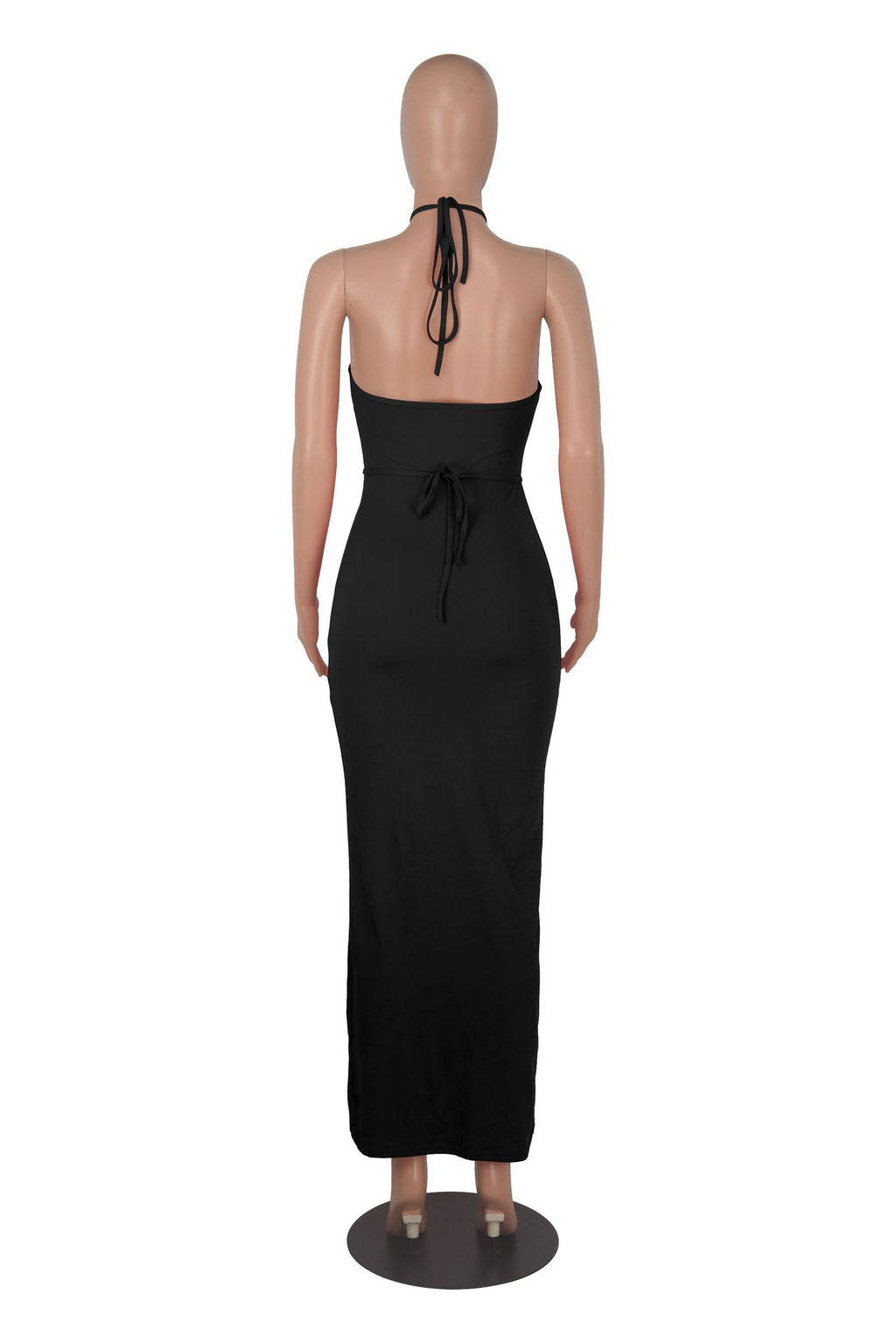 Sexy Solid Sexy Halter Hollow Out Maxi Dress