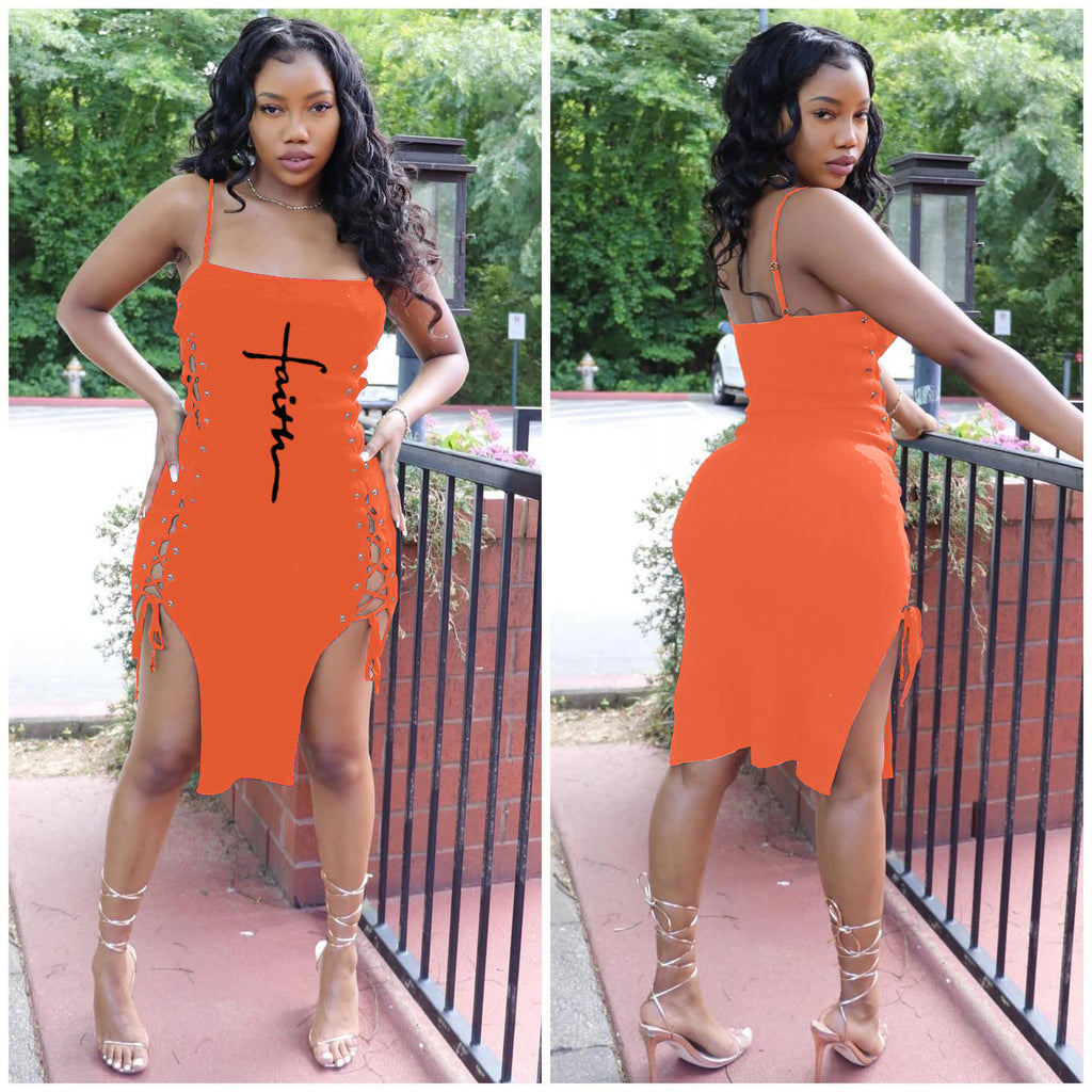Sexy Letter Print Spaghetti Strap Bandage Dress