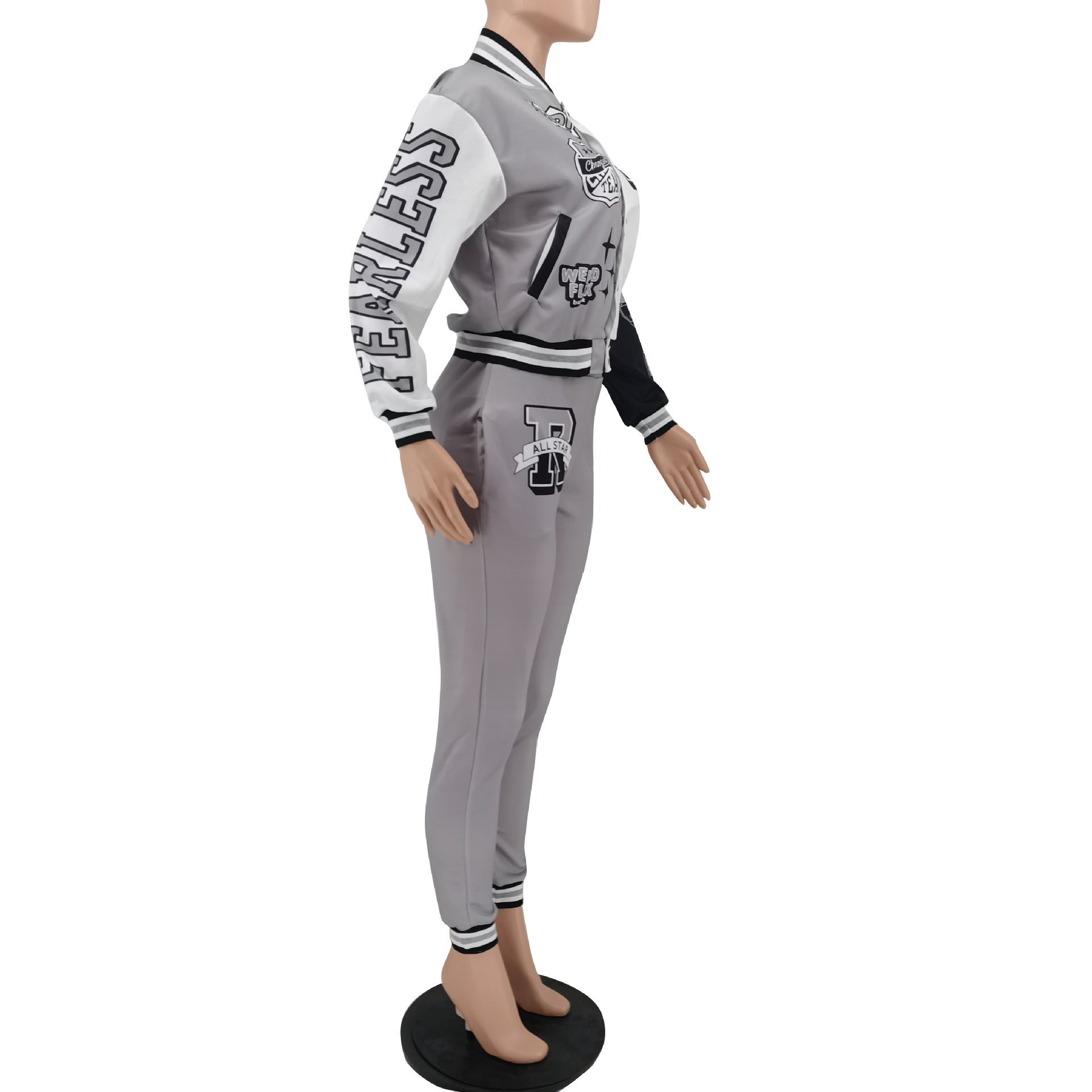 Sexy Casual Print Long Sleeve Jacket Coat And Tight Pants Two Piece Set