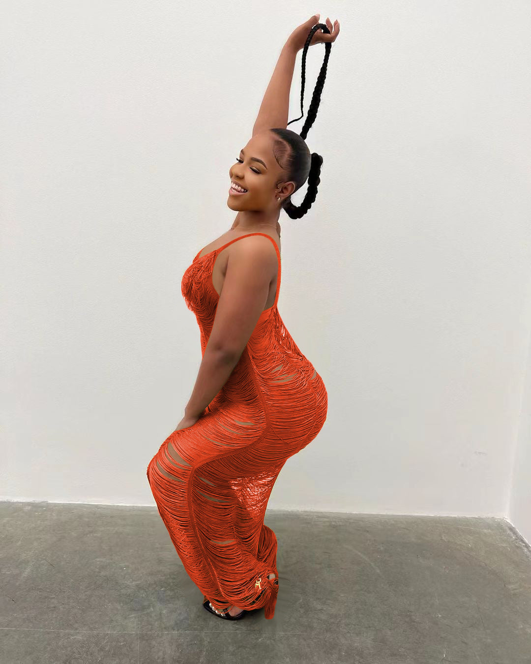 Sexy Sexy Spaghetti Strap Sleeveless Hollow Maxi Dress