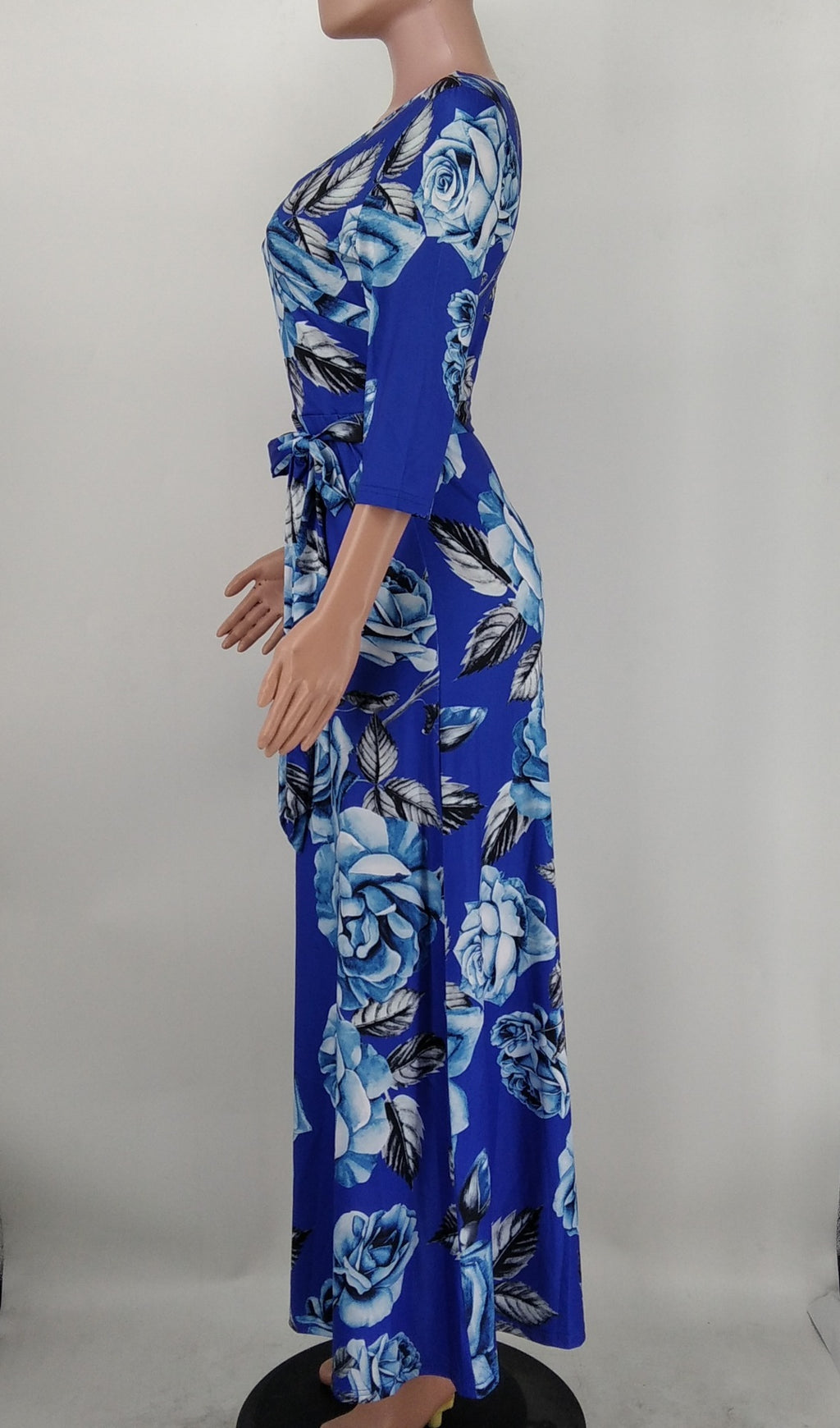 Sexy Plus Size Floral Print V Neck High Waist Maxi Dress