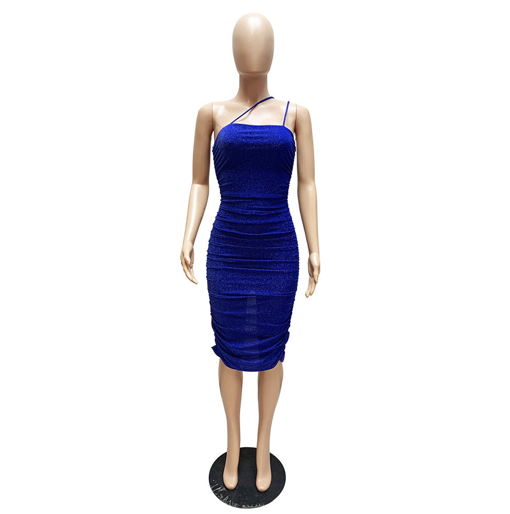 Sexy Sexy Ruched Split Spaghetti Strap Bodycon Club Dress