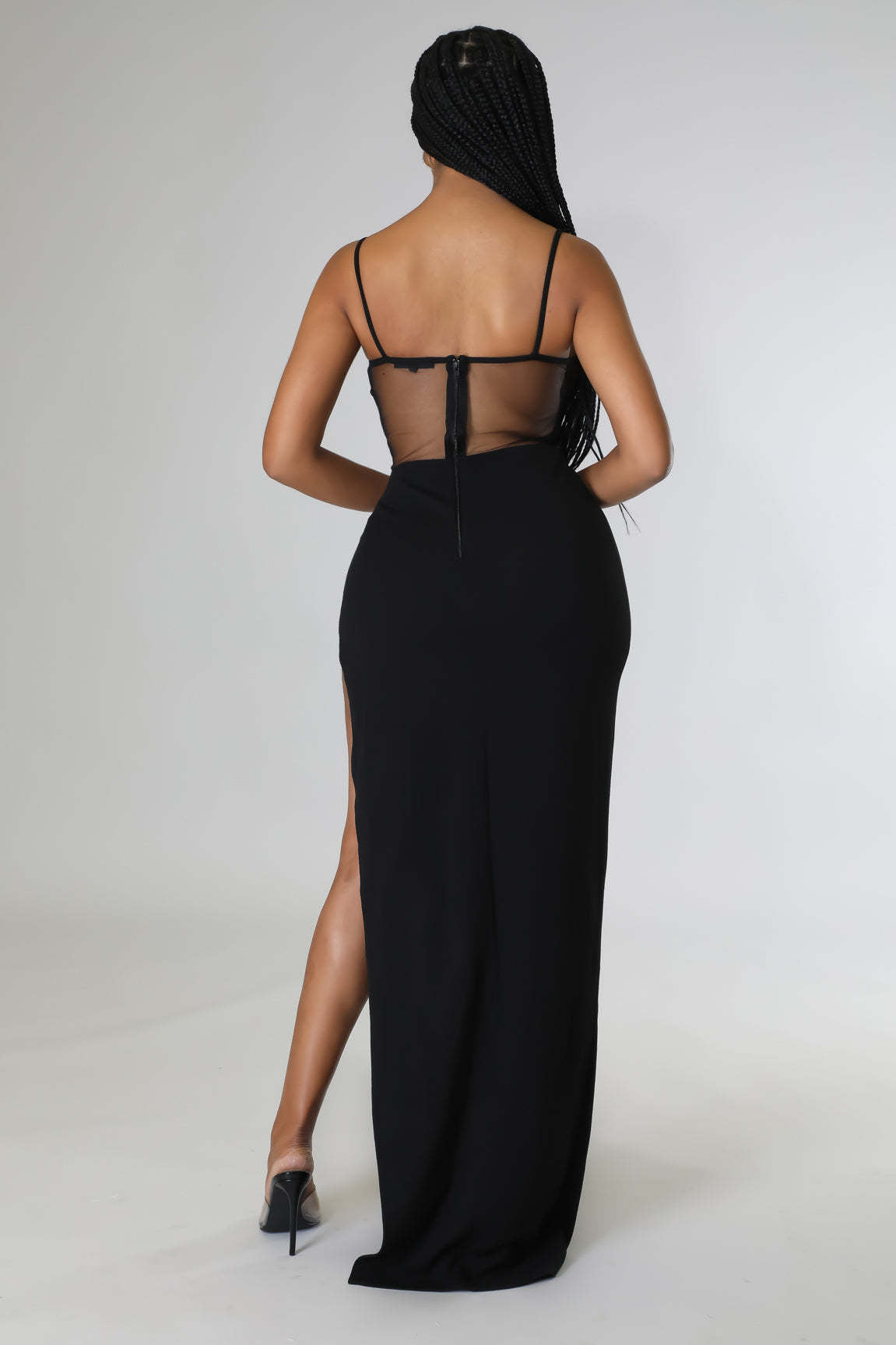 Sexy Sexy Mesh Hot Drilling Patchwork Split Long Evening Dress