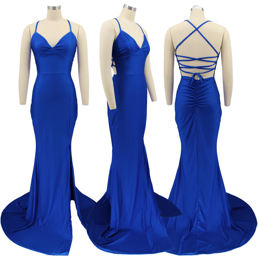 Sexy Sexy Backless High Split Maxi Evening Dress