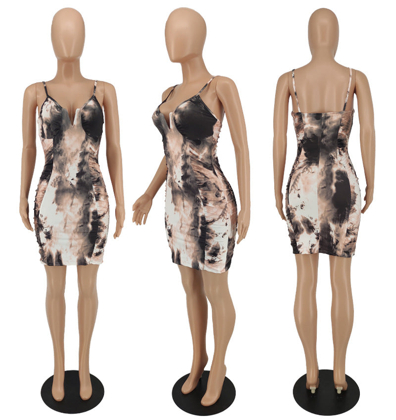 Sexy Sexy Sling Slim Print Dress