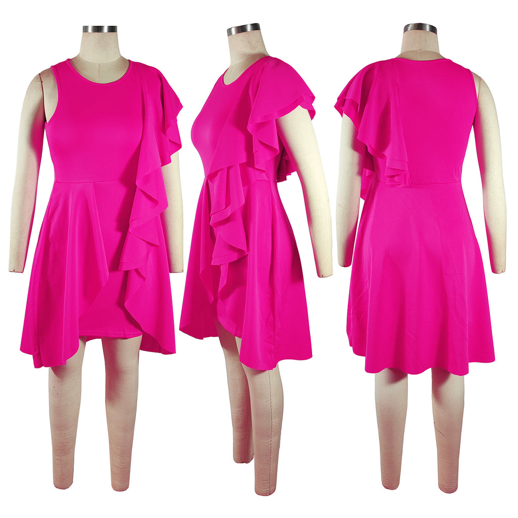Sexy Solid Sexy Irregular Ruffled Dresses (Without Belt)