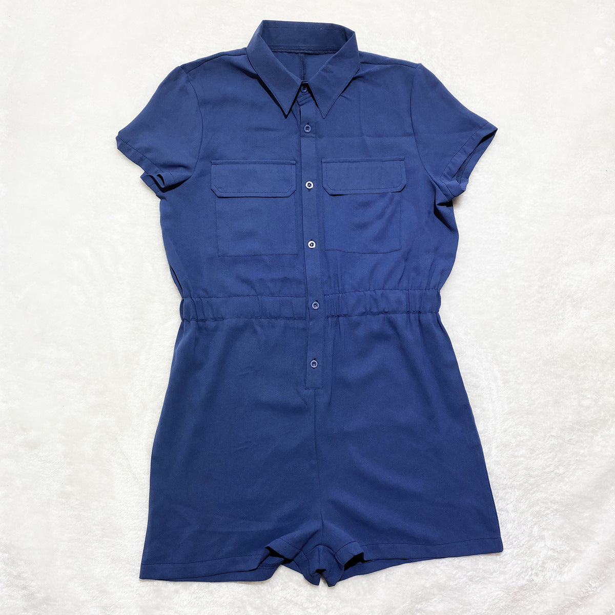 Sexy Casual Solid Short Sleeve Buttons Romper