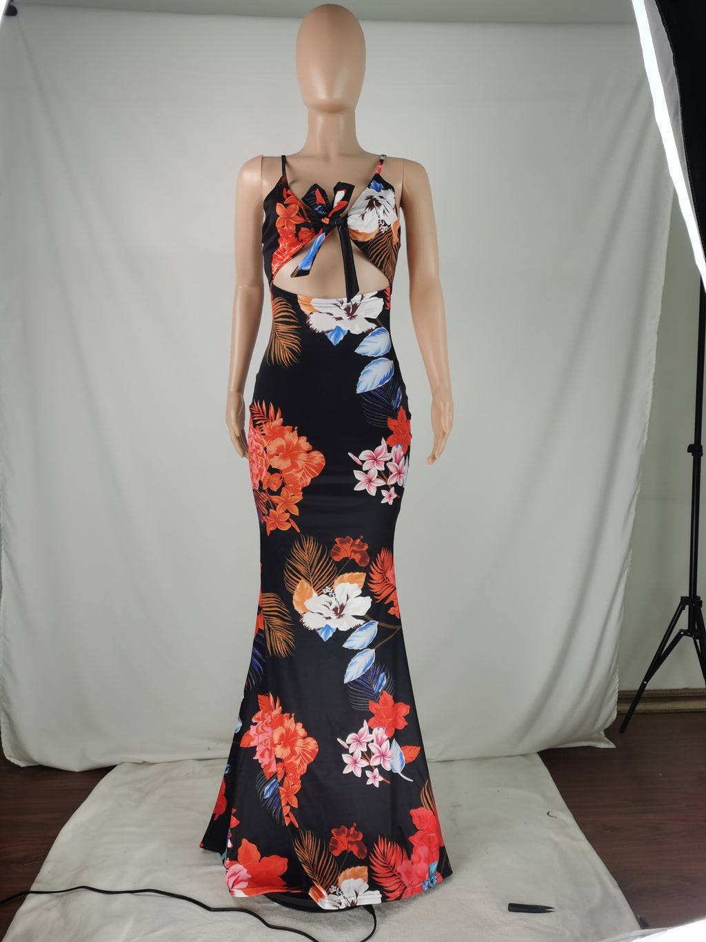 Sexy Plus Size Floral Print Sling Maxi Dress