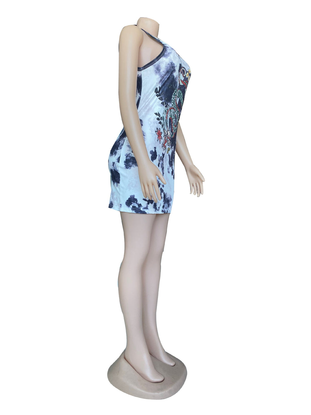 Sexy Dragon Print Sleeveless Mini Dress