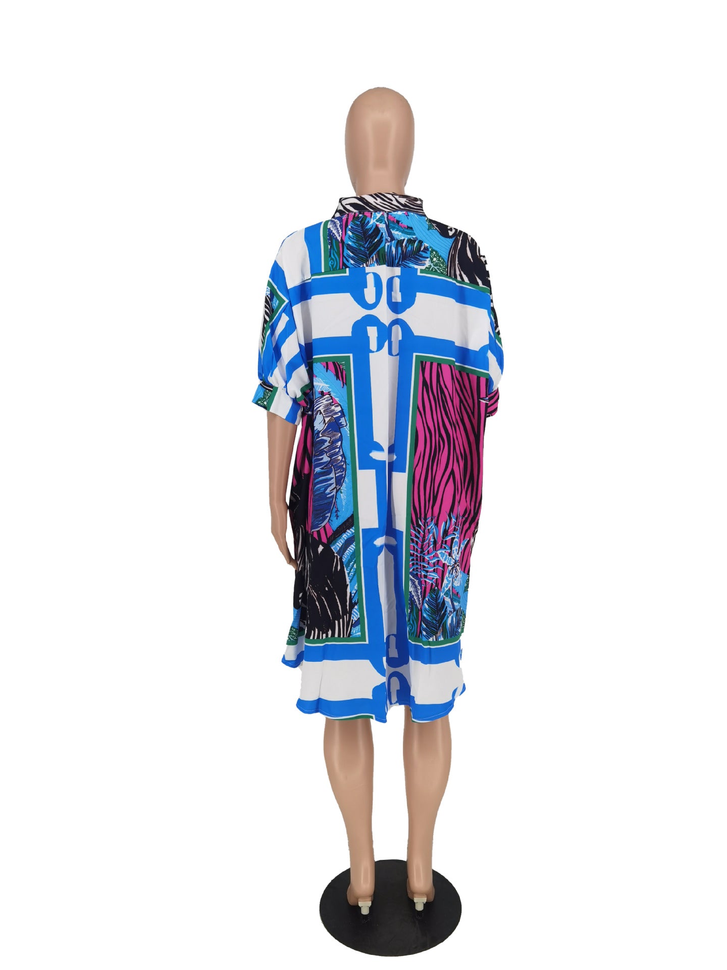 Sexy Plus Size Printed Half Sleeve Loose Shirt Dress